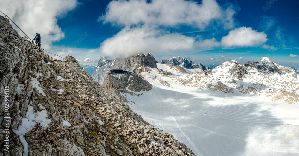 Dachstein, Hunerkogel - Austria, Alpy, widok z Koppenkarstein,