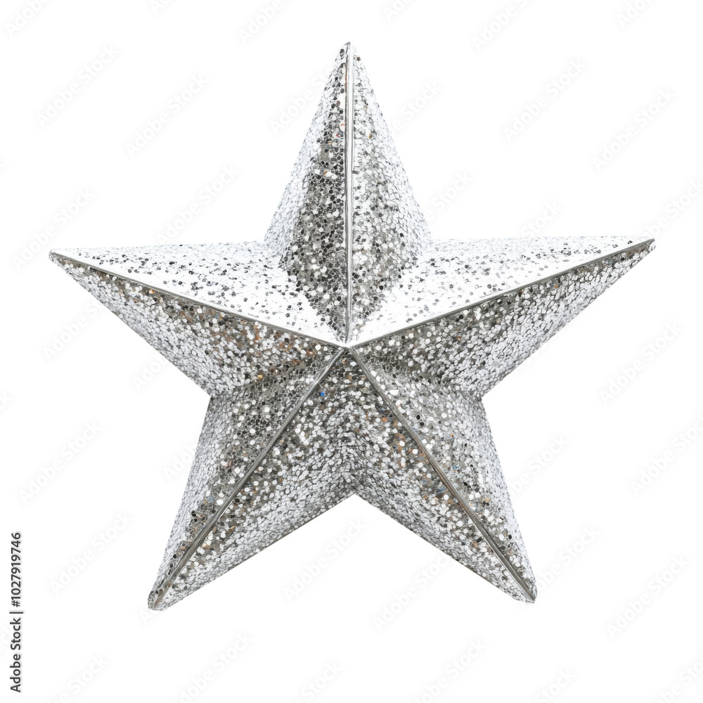 Shiny silver glitter star with five points, set against a black background, perfect for festive decorations or artistic displays. Shiny silver glitter star with five points, set against a black background, perfect for festive decorations or artistic displays.