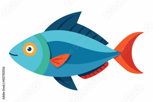 Different options of the stylized fishes on a white background.