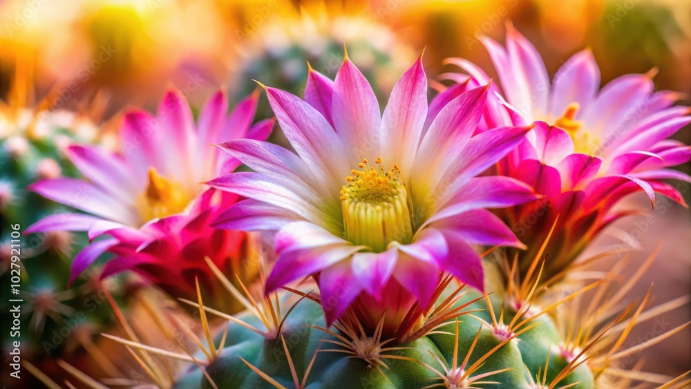 Obraz premium Harmonious Cactus Flower Petals Close-up Macro Floral Botanical Nature Background