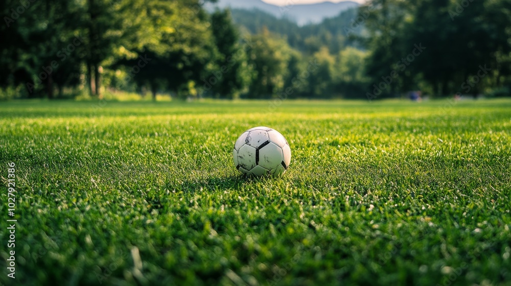 Obraz premium Soccer Ball on Green Field