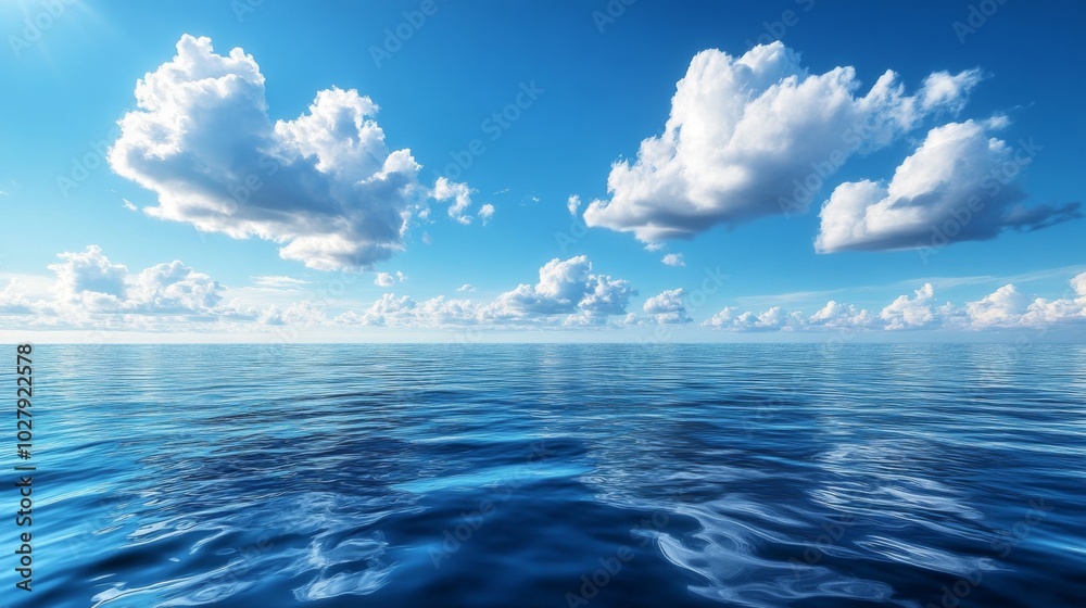 Fototapeta premium Tranquil Ocean and Cumulus Clouds