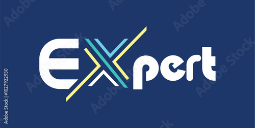 expert text logo design template vector 