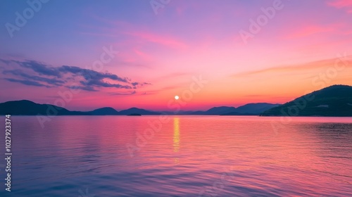 Tranquil Sunset Over Serene Lake