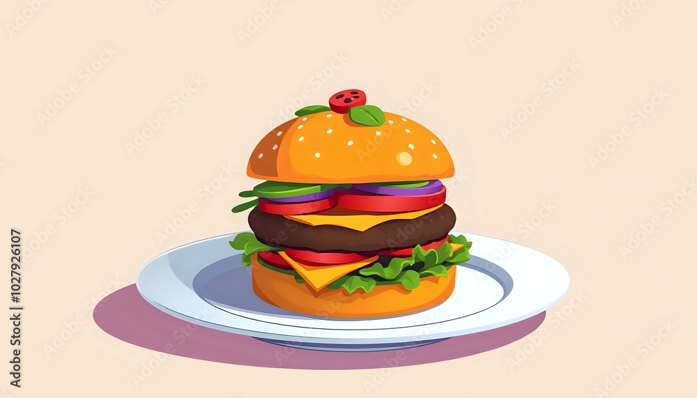 Freshly Made Burger with Orange Bun, Lettuce, Tomato & Bacon Freshly Made Burger with Orange Bun, Lettuce, Tomato & Bacon