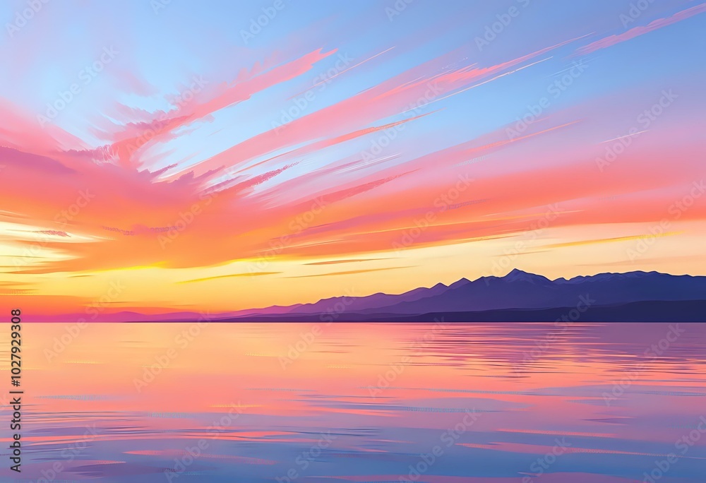 Obraz premium Breathtaking Ocean Sunrise with Pink, Orange, and Yellow Hues