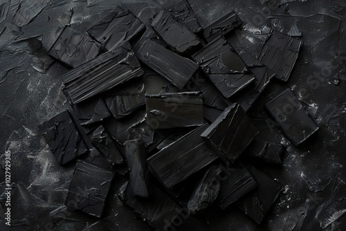 Charcoal Rectangular Pieces on Dark Background