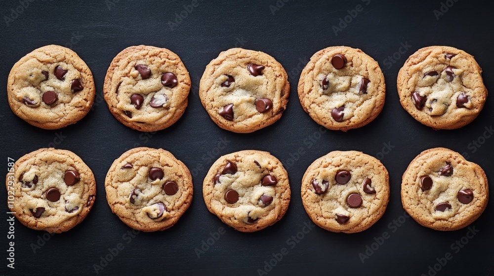 Chocolate Chip Cookies on a Dark Background Chocolate Chip Cookies on a Dark Background