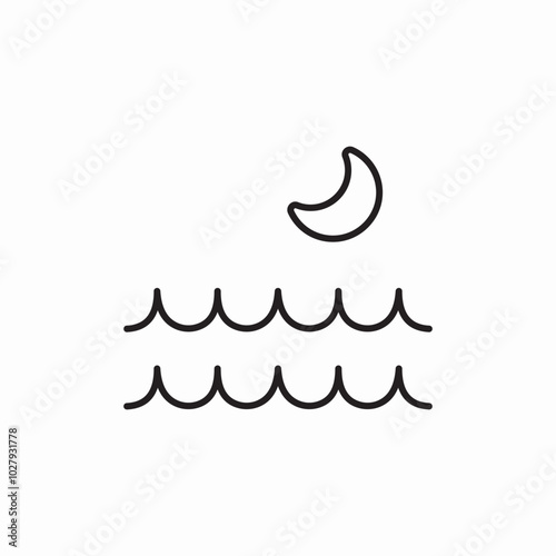 ocean wave moon icon sign vector