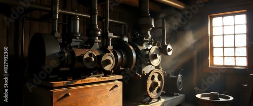 Abandoned Factory Floor with Interconnected Industrial Machines