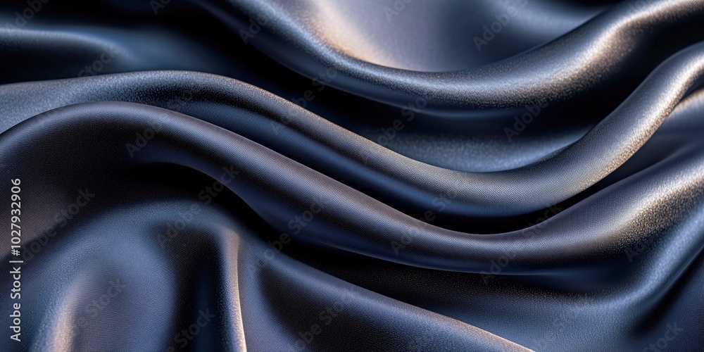 Obraz premium mooth and elegant dark blue silk fabric with gentle waves