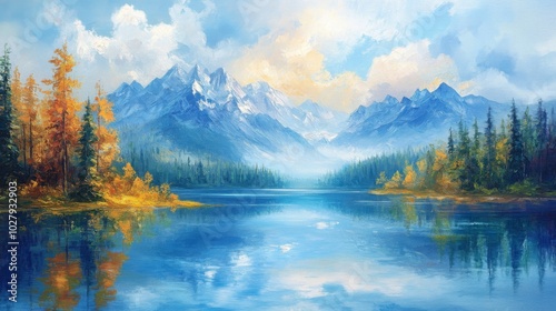 Serene Mountain Lake in Autumn