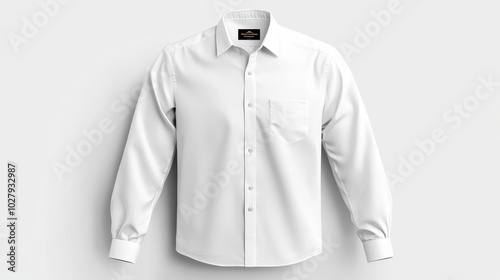 White Long Sleeve Button Up Shirt Mockup Design