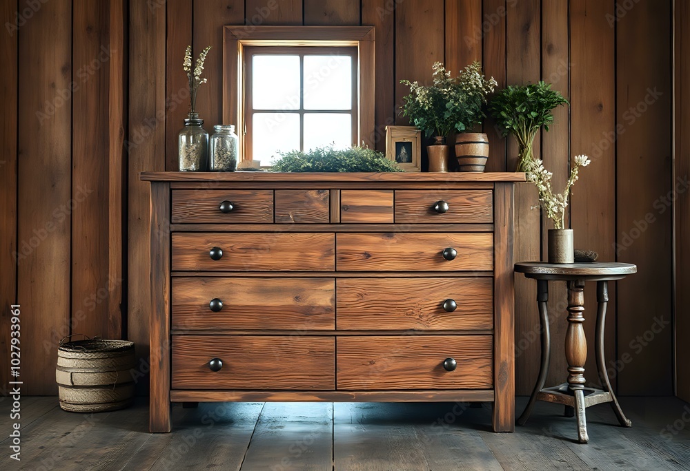 Cozy Woodland Retreat: Natural Light-Filled Room with Rustic Decor Cozy Woodland Retreat: Natural Light-Filled Room with Rustic Decor