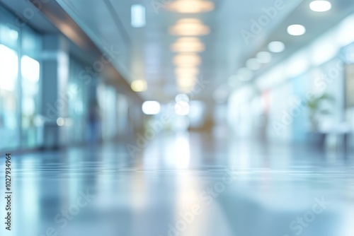 Blurred interior of hospital - abstract medical background. 