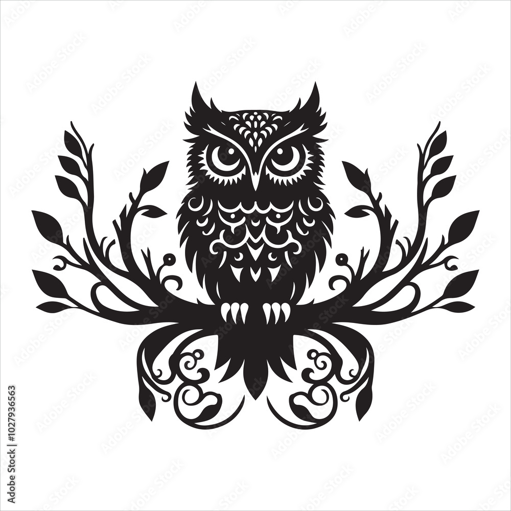 Owl silhouette on white background
Owl silhouette on white background