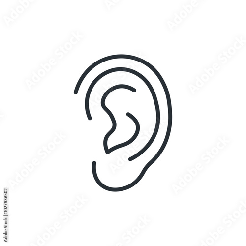 Human ear line symbol. vector
