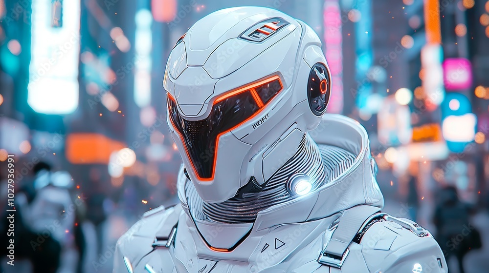 Fototapeta premium Futuristic Sci-Fi Cosplay in Urban Setting