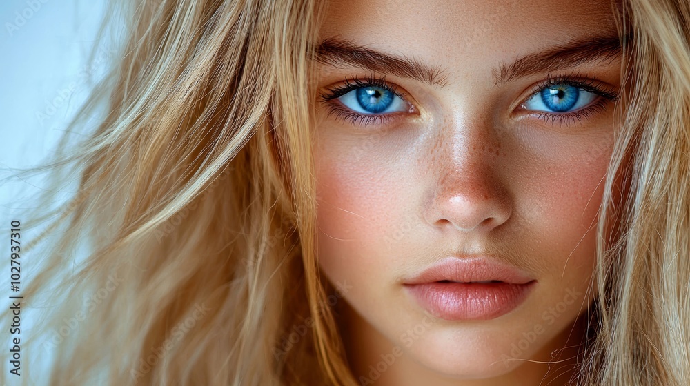 Ethereal European Girl with Flowing Gold Hair