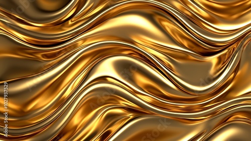 Shimmering Metallic Gold Waves Texture Background