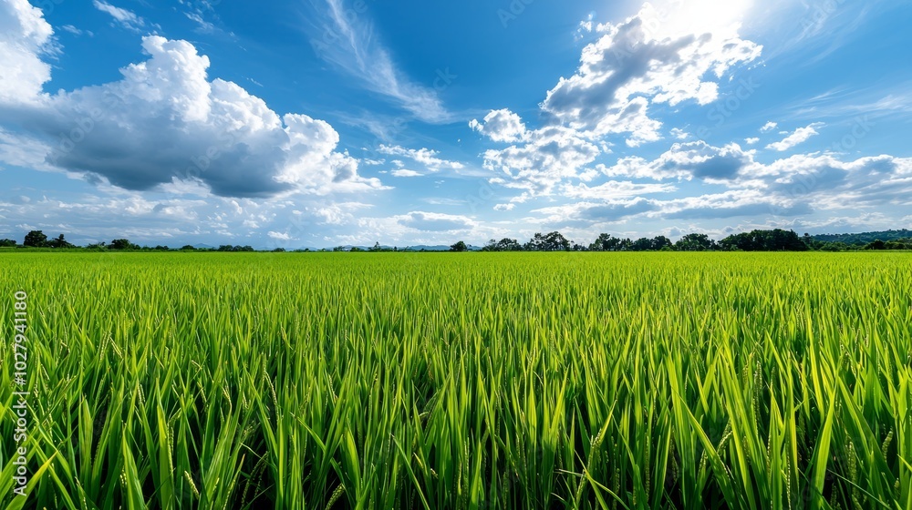 Obraz premium Expansive Beauty of Rice Fields Captured by Drone