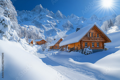 Dans une illustration festive, un arbre de Noël scintille sous un ciel étoilé, entouré de flocons de neige dans une forêt tranquille, capturant la magie des vacances et la beauté de l'hiver.