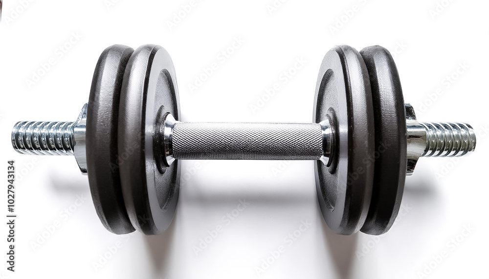 Dumbbell lying down, isolated on a white background Dumbbell lying down, isolated on a white background