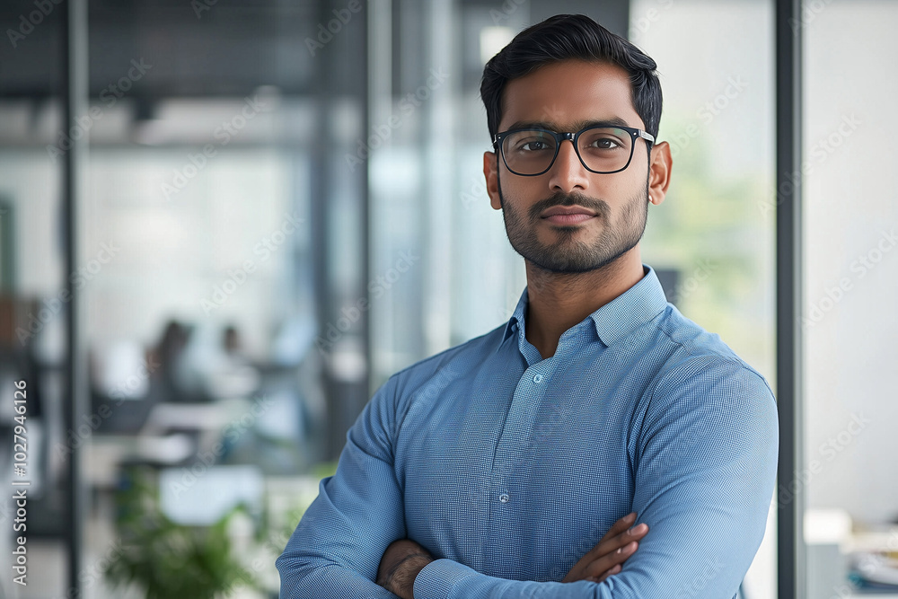 Confident Businessman in Office Setting Confident Businessman in Office Setting