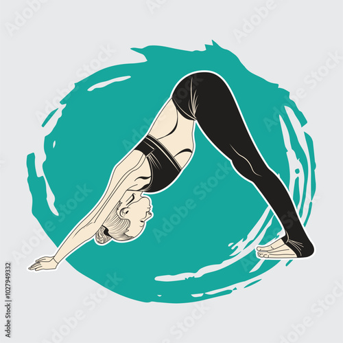 Yoga fitness Women Silhouettes Poses Vector Illustrations photo