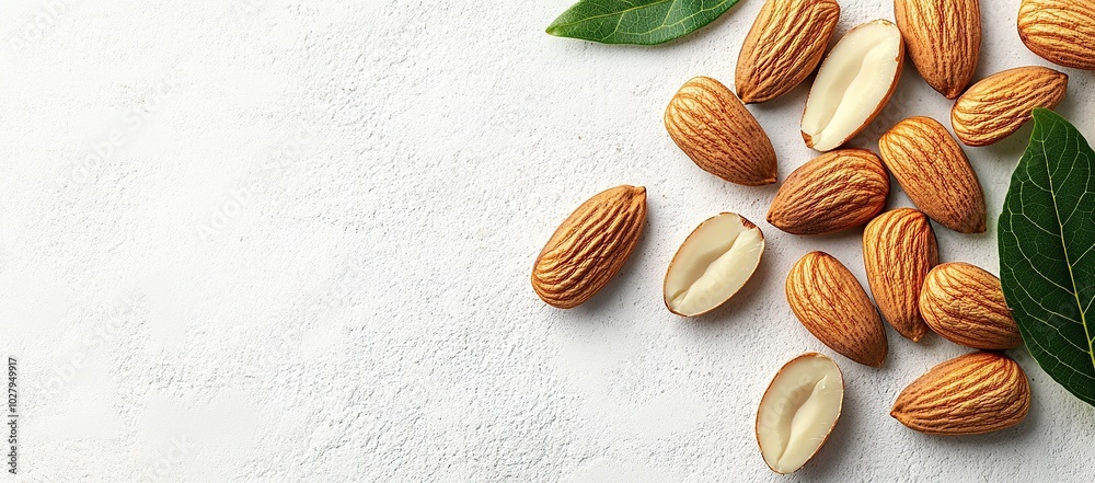 Photo of a close-up of an almond on a white background with space for text Photo of a close-up of an almond on a white background with space for text