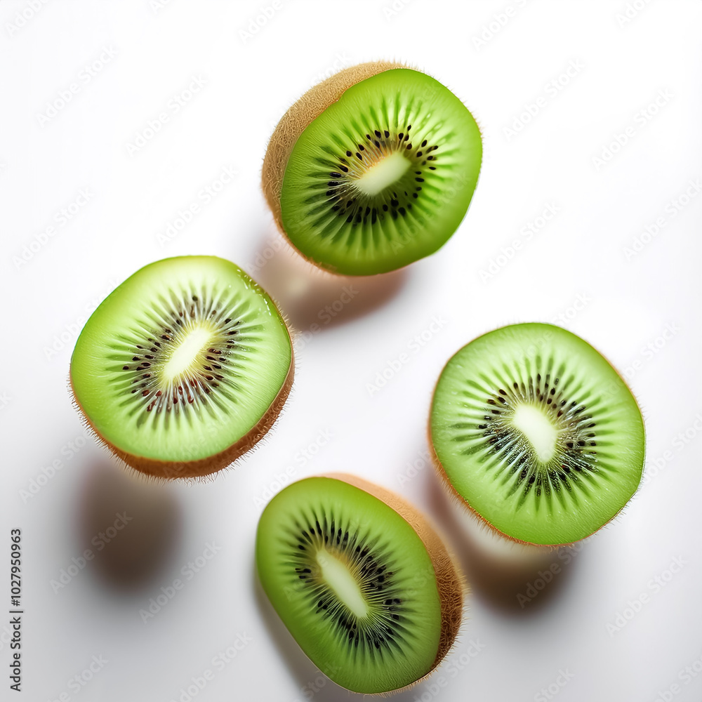 Fototapeta premium kiwi slices, on a white background