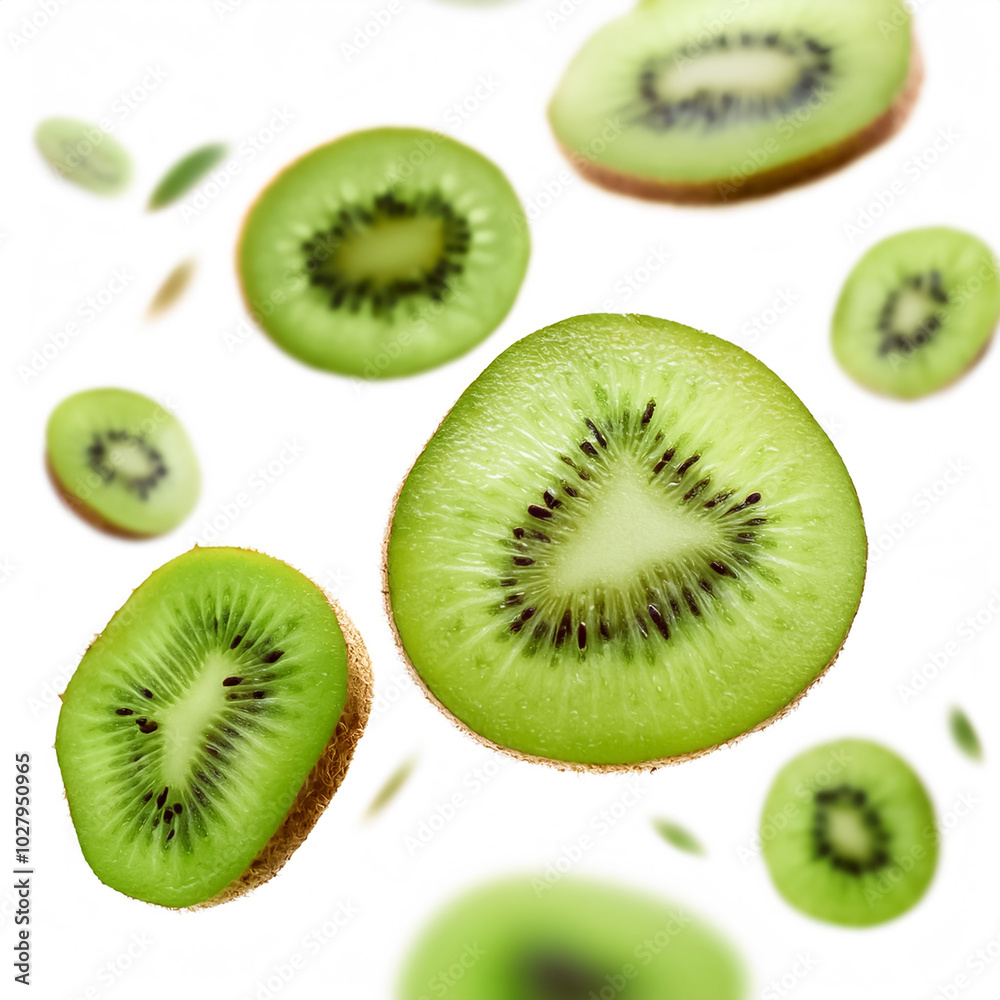 Fototapeta premium kiwi slices, on a white background