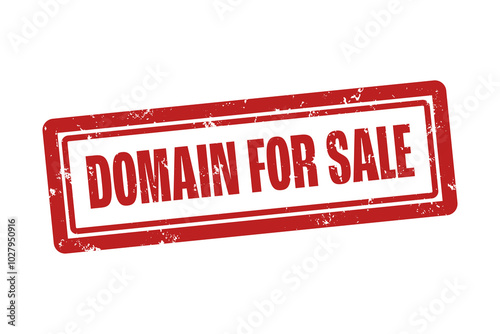 Domain for Sale. A red stamp isolated on white background.