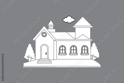 Coloring Page Outline Of cute village home. Country house. Summer cottage. Coloring Book for kids. stock illustration photo