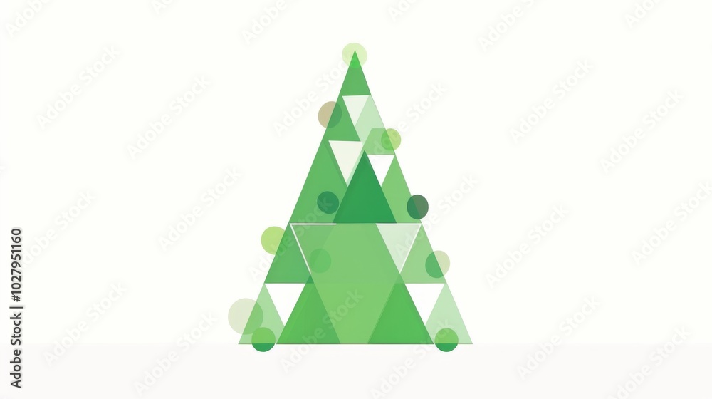 Christmas Tree Made of Simple Geometric Shapes on a White Background, Perfect for Modern Holiday Decor. Christmas Tree Made of Simple Geometric Shapes on a White Background, Perfect for Modern Holiday Decor.