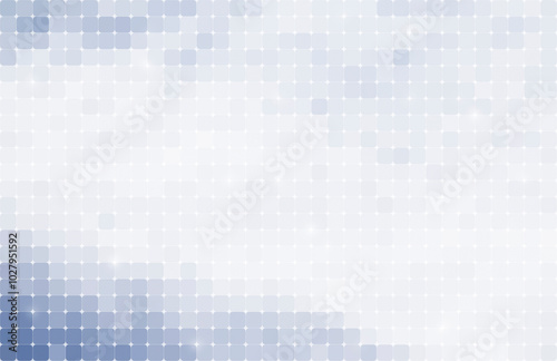 Abstract grid background of rounded light blue and gray squares with color gradient. High resolution full frame abstract background in light metallic blue hues for poster, banner, website or template.