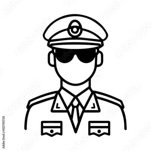 pilot icon or modern line symbol. Vector line art and icon design with bold outline. Black and white Pixel Perfect minimalistic symbol isolated white background. Silhouette simple thin sign