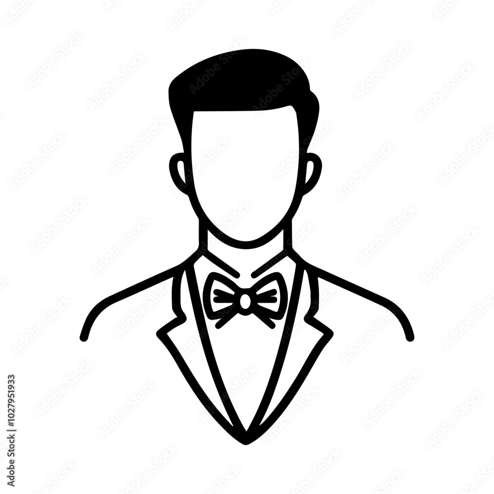 groom icon or modern line symbol. Vector line art and icon design with bold outline. Black and white Pixel Perfect minimalistic symbol isolated white background. Silhouette simple thin sign groom icon or modern line symbol. Vector line art and icon design with bold outline. Black and white Pixel Perfect minimalistic symbol isolated white background. Silhouette simple thin sign