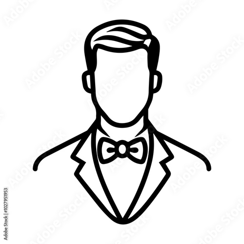 groom icon or modern line symbol. Vector line art and icon design with bold outline. Black and white Pixel Perfect minimalistic symbol isolated white background. Silhouette simple thin sign