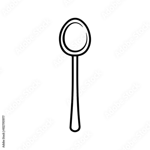 spoon icon or modern line symbol. Vector line art and icon design with bold outline. Black and white Pixel Perfect minimalistic symbol isolated white background. Silhouette simple thin sign