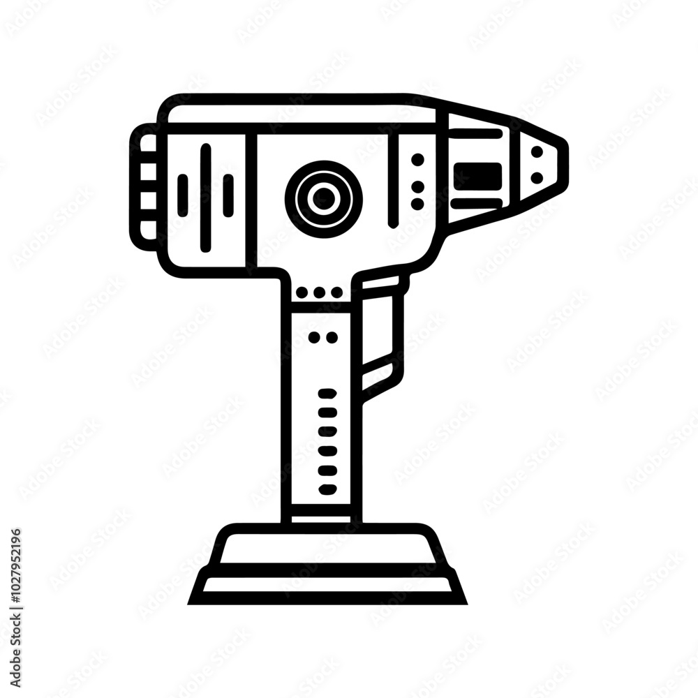 drill icon or modern line symbol. Vector line art and icon design with bold outline. Black and white Pixel Perfect minimalistic symbol isolated white background. Silhouette simple thin sign