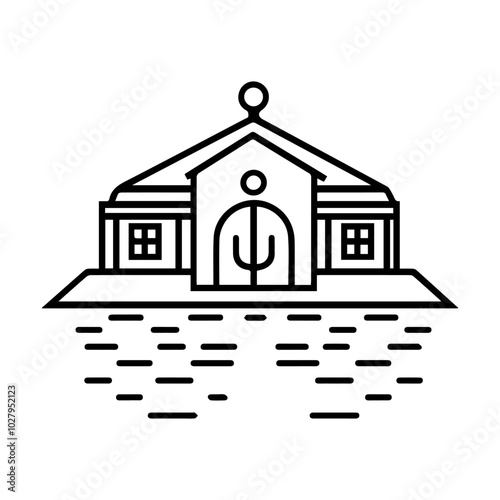 bathhouse icon or modern line symbol. Vector line art and icon design with bold outline. Black and white Pixel Perfect minimalistic symbol isolated white background. Silhouette simple thin sign
