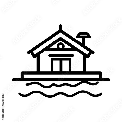 bathhouse icon or modern line symbol. Vector line art and icon design with bold outline. Black and white Pixel Perfect minimalistic symbol isolated white background. Silhouette simple thin sign