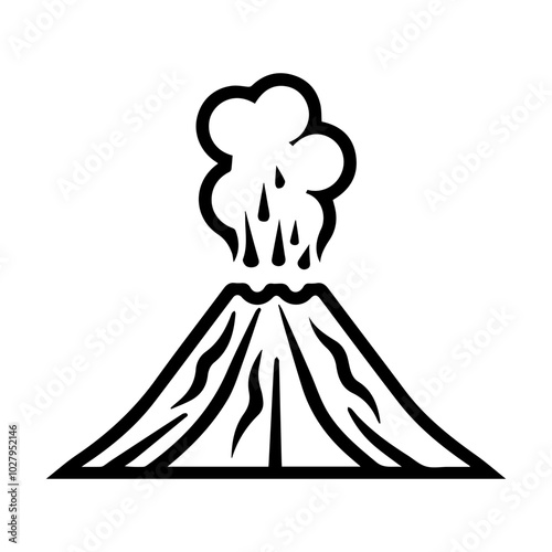 volcano icon or modern line symbol. Vector line art and icon design with bold outline. Black and white Pixel Perfect minimalistic symbol isolated white background. Silhouette simple thin sign