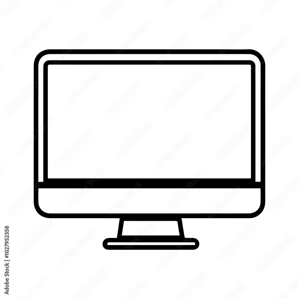 computer icon or modern line symbol. Vector line art and icon design with bold outline. Black and white Pixel Perfect minimalistic symbol isolated white background. Silhouette simple thin sign computer icon or modern line symbol. Vector line art and icon design with bold outline. Black and white Pixel Perfect minimalistic symbol isolated white background. Silhouette simple thin sign
