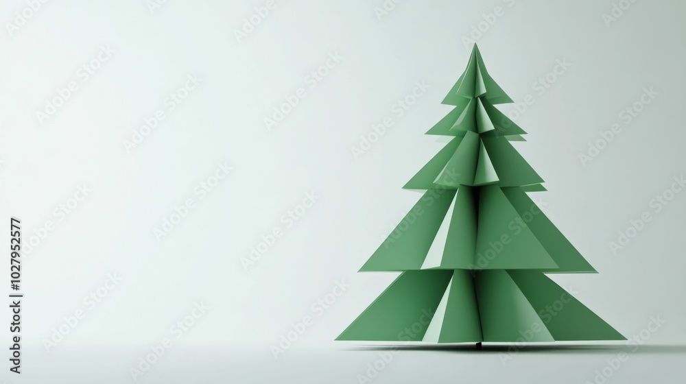 Christmas Tree Made of Simple Geometric Shapes on a White Background, Perfect for Modern Holiday Decor.