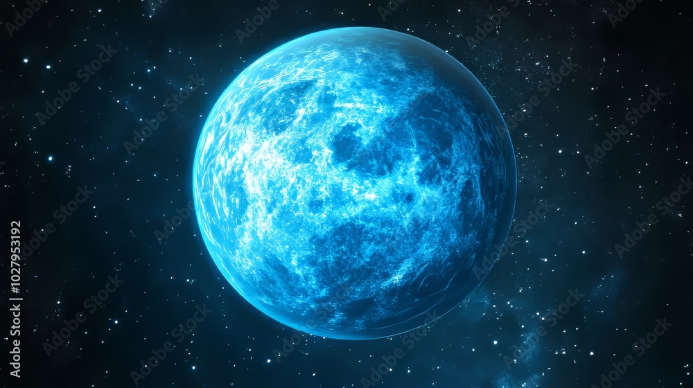 A radiant blue planet glowing in the vastness of space against a brilliant background A radiant blue planet glowing in the vastness of space against a brilliant background