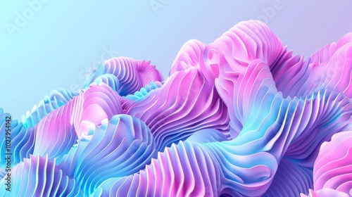 Abstract pastel colored wavy shape background is forming beautiful 3d structure