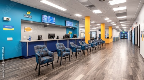 Wallpaper Mural Modern office interior with waiting area and reception desk Torontodigital.ca