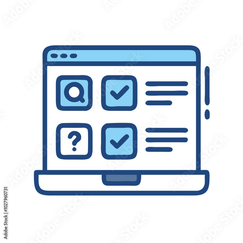 Interactive quiz interface on laptop screen with checkmarks
